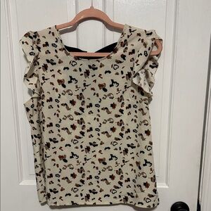 SHEIN Cream Leopard Print Blouse